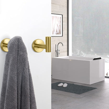 2 Pcs Wall Mount Bathroom Towel Hooks Holder Cloth Hanger Hook Kitchen Door Hanger Gold