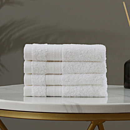 Linenland Bath Towel Set - 4 Piece Cotton Washcloths - White