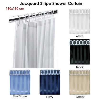 Jacquard Stripe Shower Curtain Navy